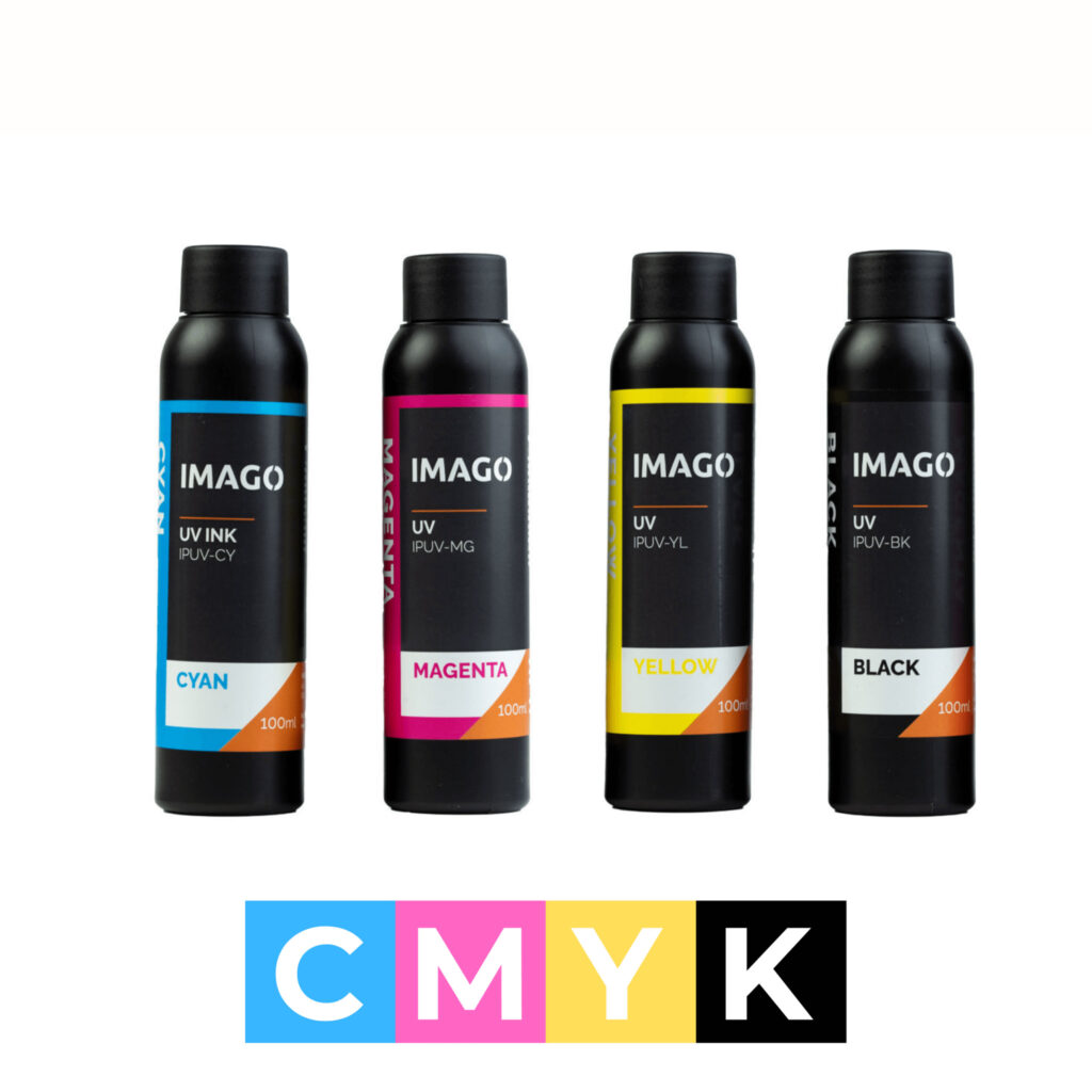 Set of UV LED CMYK Inks (4x100ml or 4x250ml) UV Inks from IMAGO